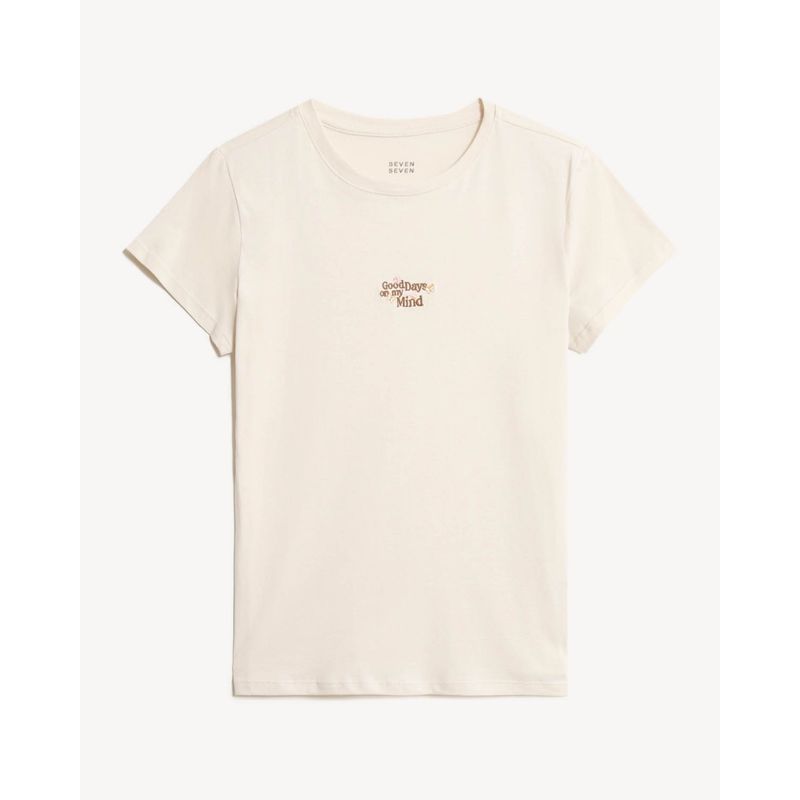 SEVEN SEVEN - Camiseta Para Mujer Manga Corta Cuello Redondo Color Crudo Marca Seven Seven #28096374