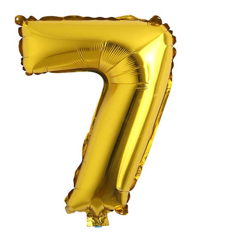 GENERICO - GLOBO METALIZADO NUMERO 7 DORADO 16"