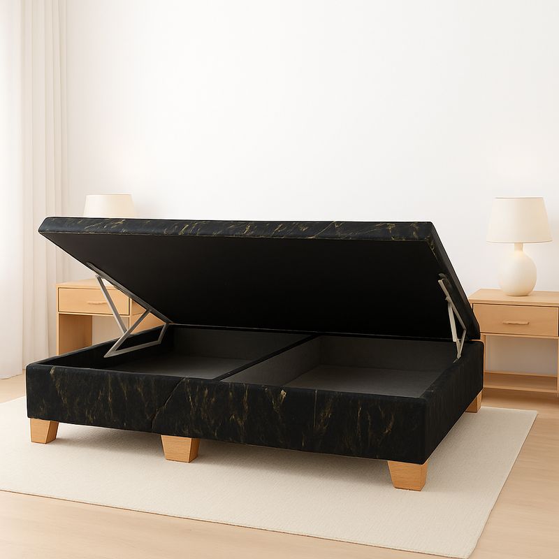 ESTILO Y CONFORT - Base Baúl Semidoble 120 Negra