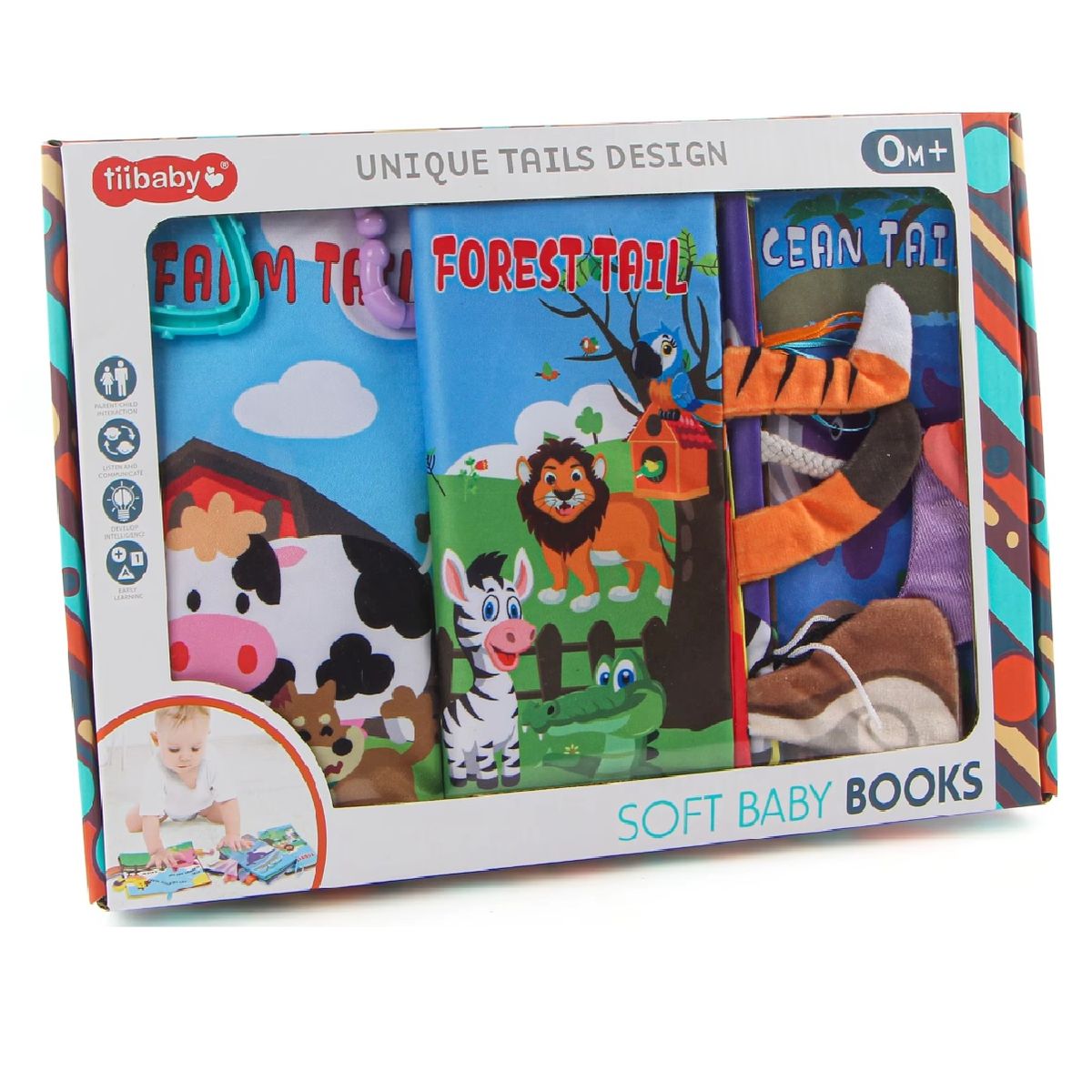 MUNDO BEBE - Libro juguete Estimulación Texturas x3 bebés niña niño