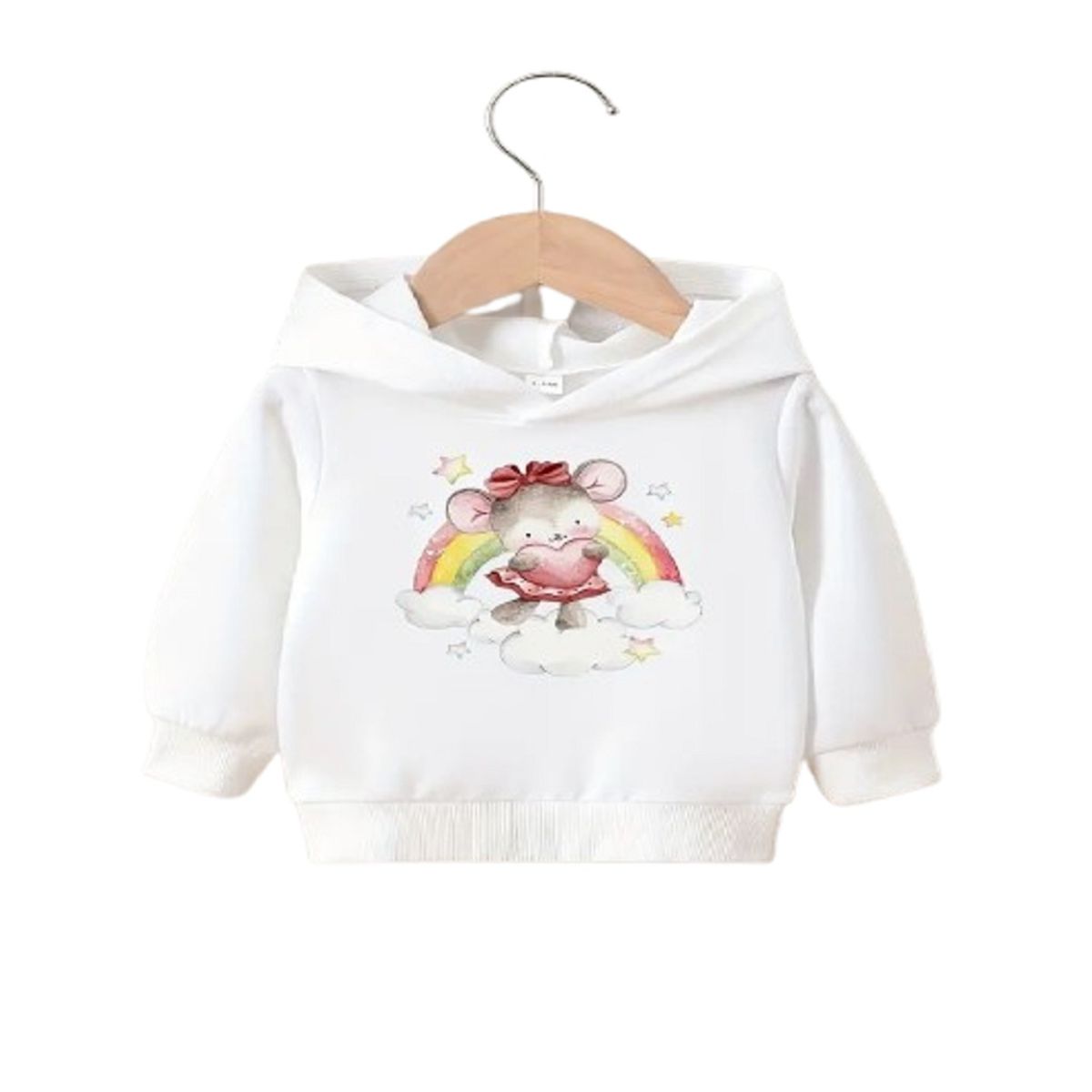100 - Sueter Blanco de Bebe con Ratona