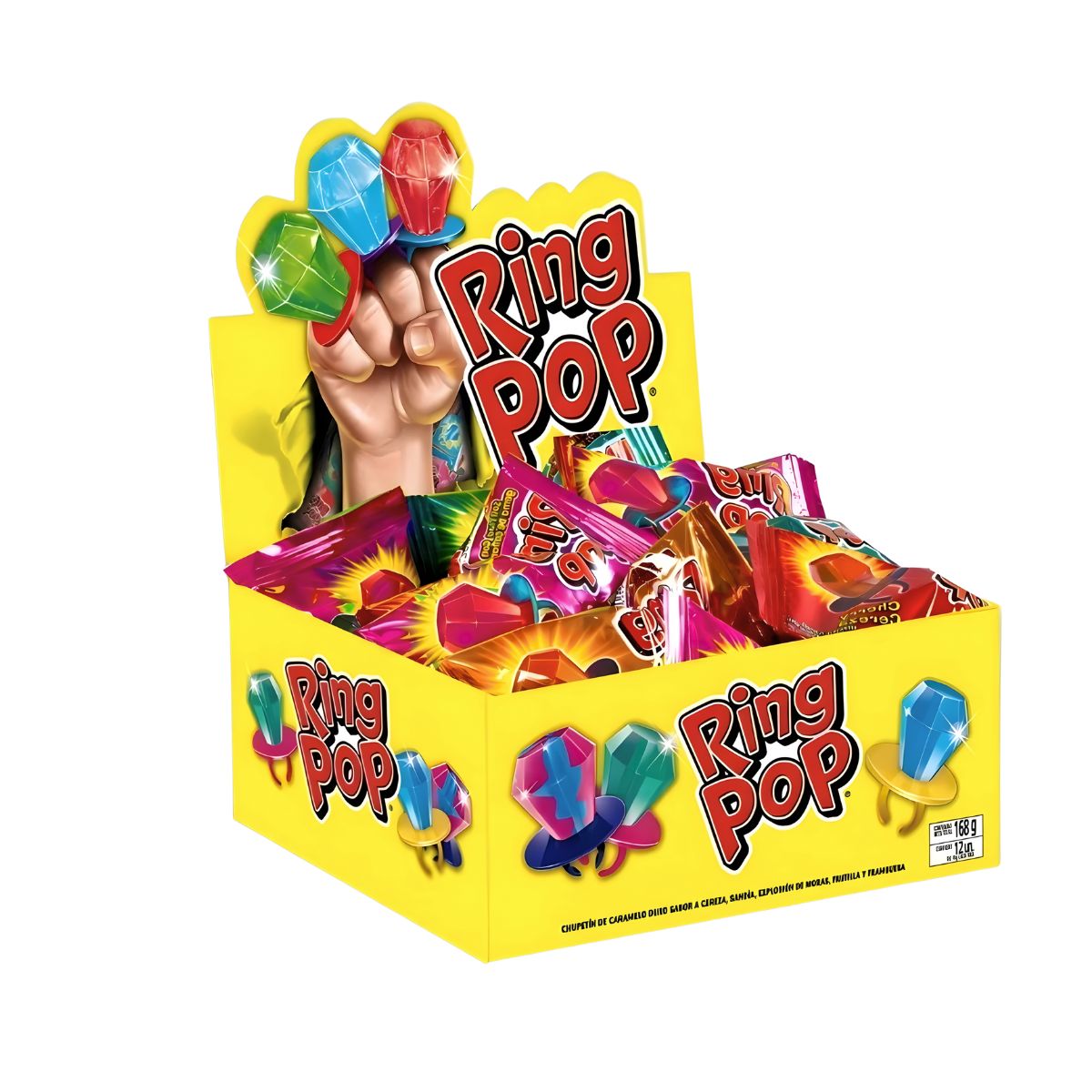 MAS DULCES - Anillos Dulces Ring Pop Caja X 12 unidades