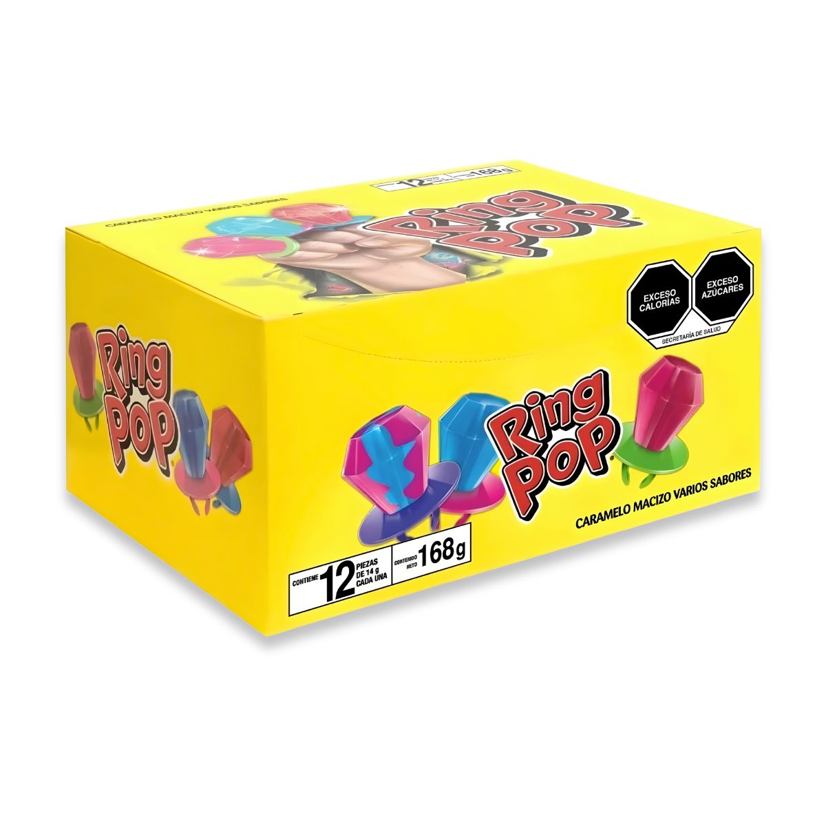 MAS DULCES - Anillos Dulces Ring Pop Caja X 12 unidades
