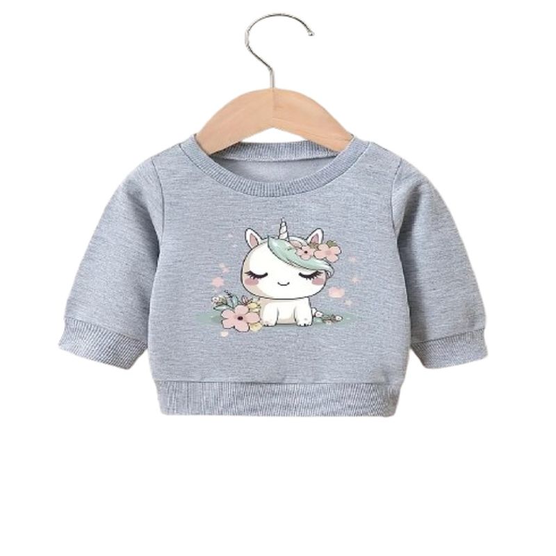 100 - Sueter Gris de Bebe con Unicornio