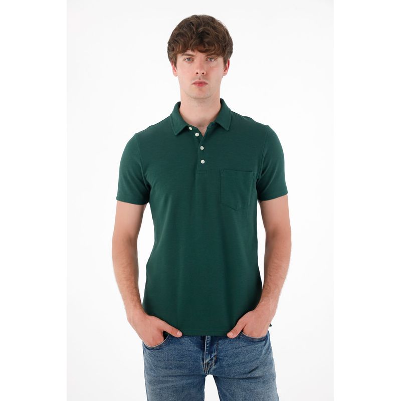 TENNIS - Camiseta polo manga corta verde para hombre