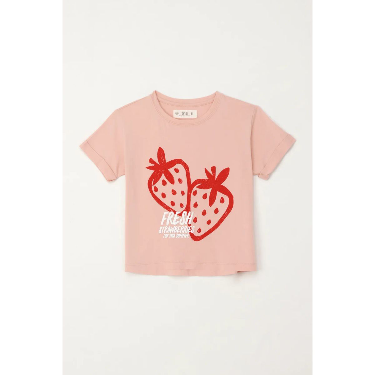 TENNIS - Camiseta básica estampada rosada para niña