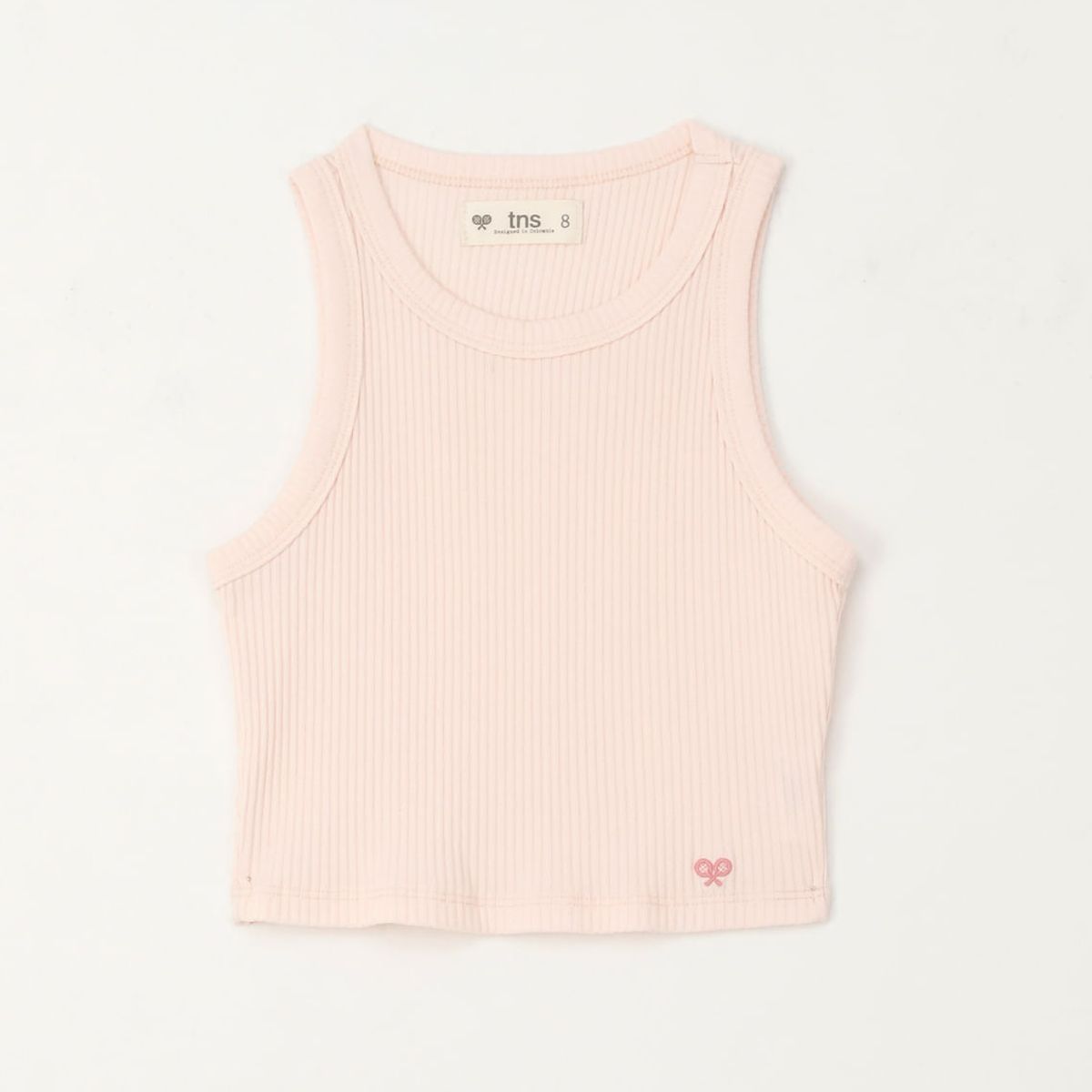 TENNIS - Camiseta manga sisa en rib rosado para niña