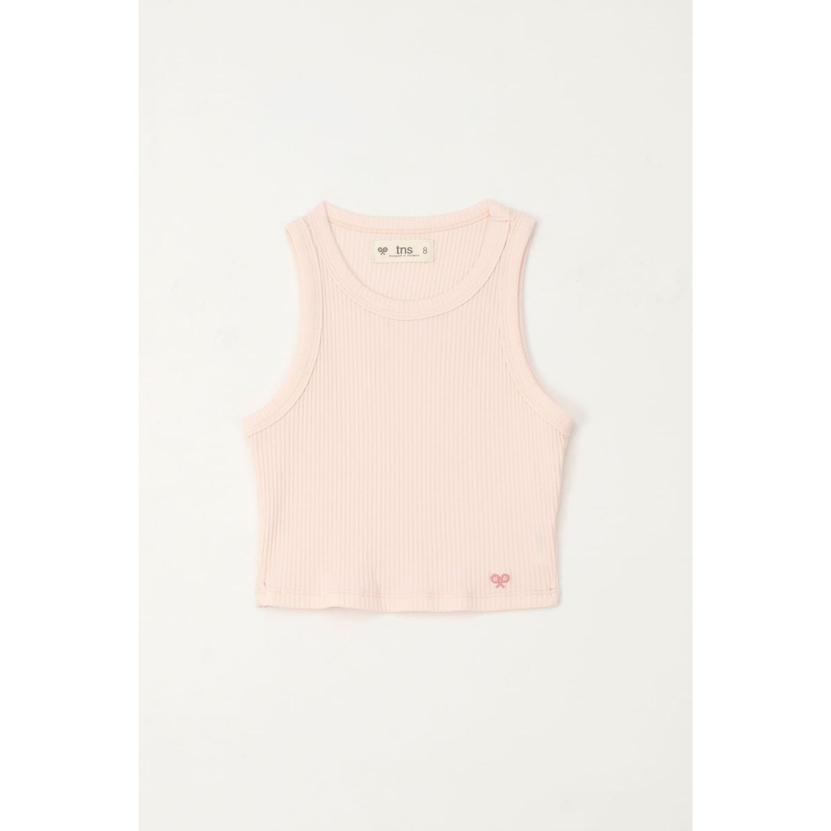 TENNIS - Camiseta manga sisa en rib rosado para niña