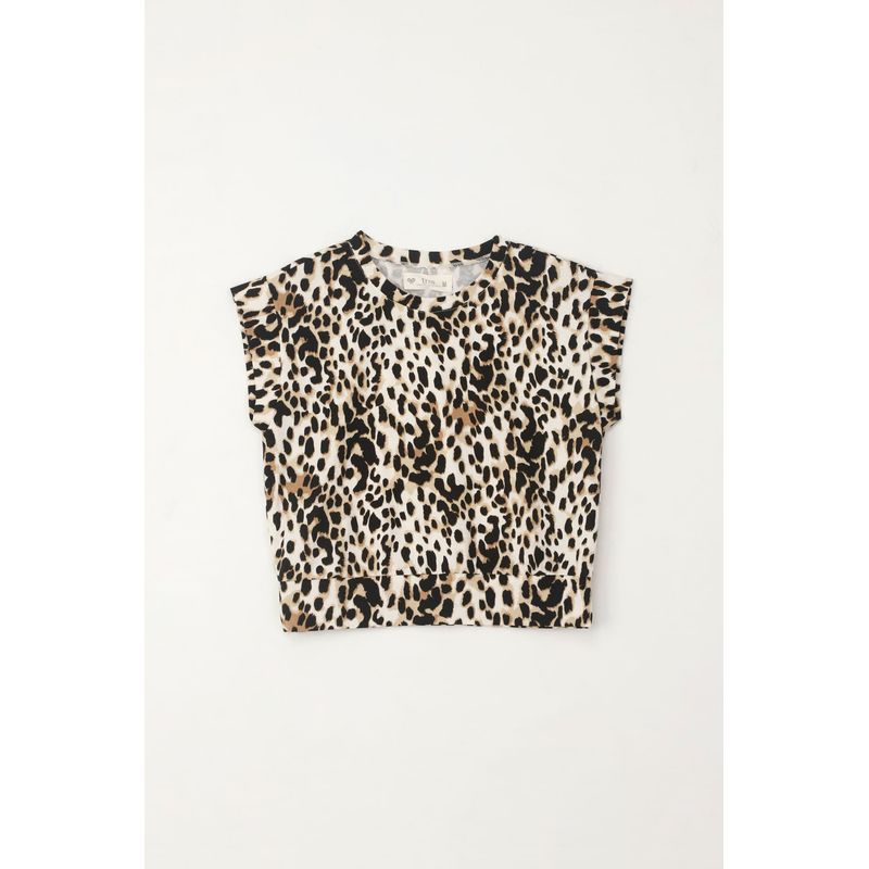 TENNIS - Camiseta manga sisa de animal print para niña