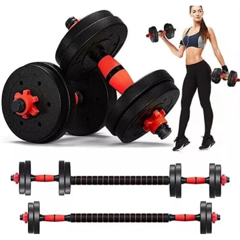 GENERICO - Kit Pesas Mancuernas 30 Kilos + Barra Extensora 40 Cm