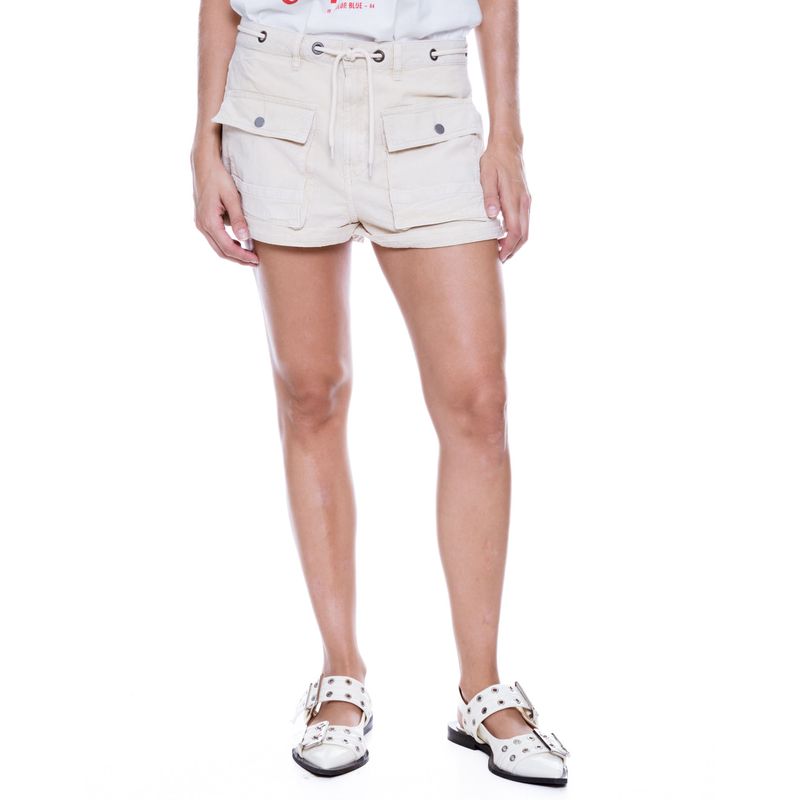 COLOR BLUE - Shorts Cargo Con Broches En Bolsillos
