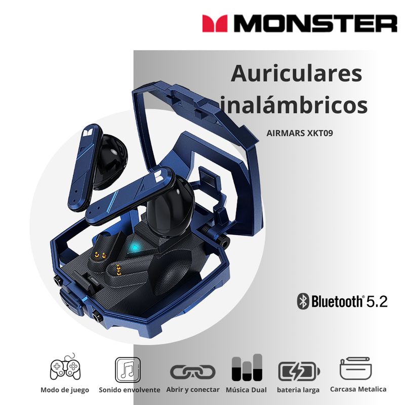 MONSTER - Auriculares Inalámbricos Monster XKT09 Azul