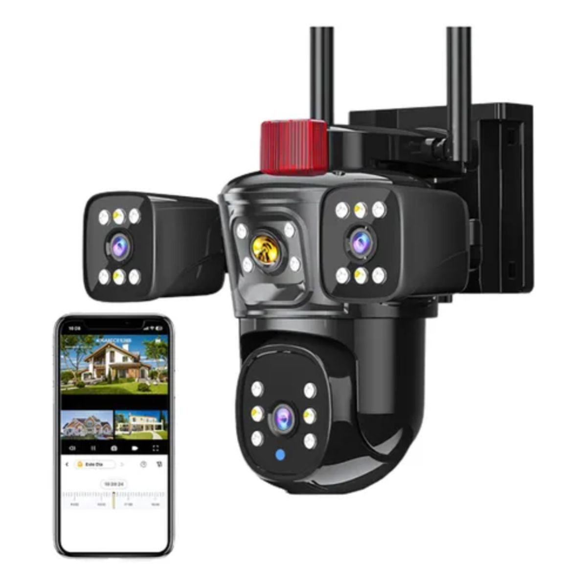 GENERICO - Camara Wifi Exterior Tres Lentes Alexa Visión 360 Con Sirena