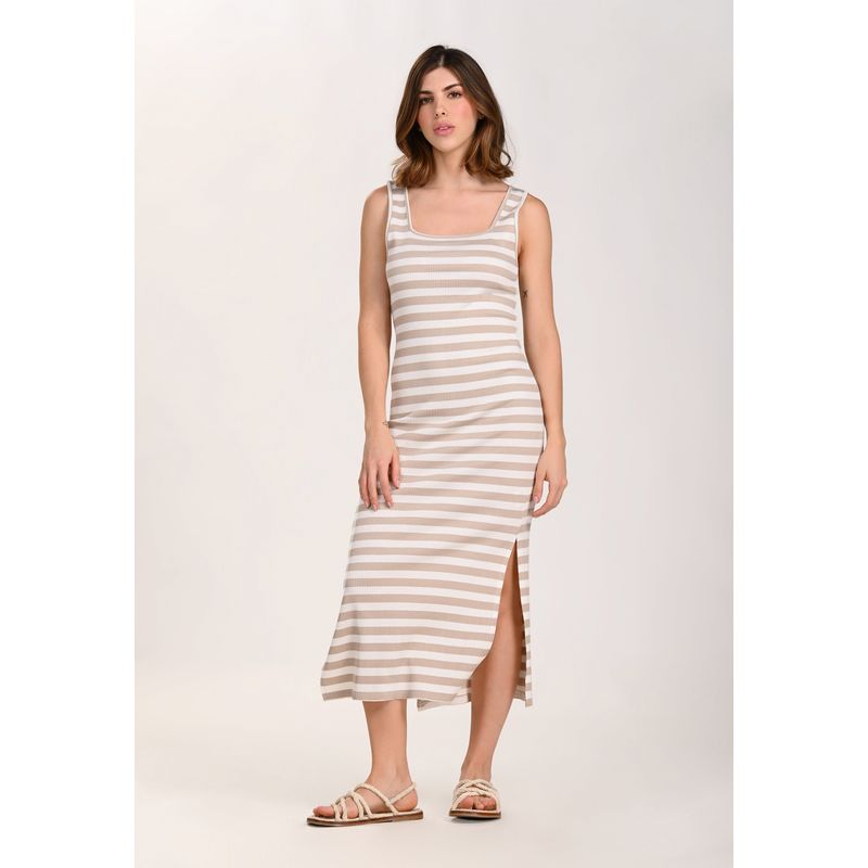 BELIFE - Vestido largo manga sisa arena para mujer