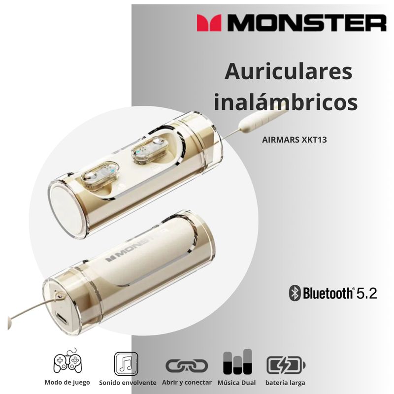 MONSTER - Auriculares Inalámbricos Monster XKT13 - Dorado