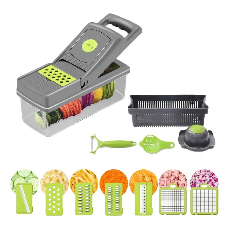 GENERICO - Cortador Picador Rayador De Verduras Multifuncional 14 Pzs
