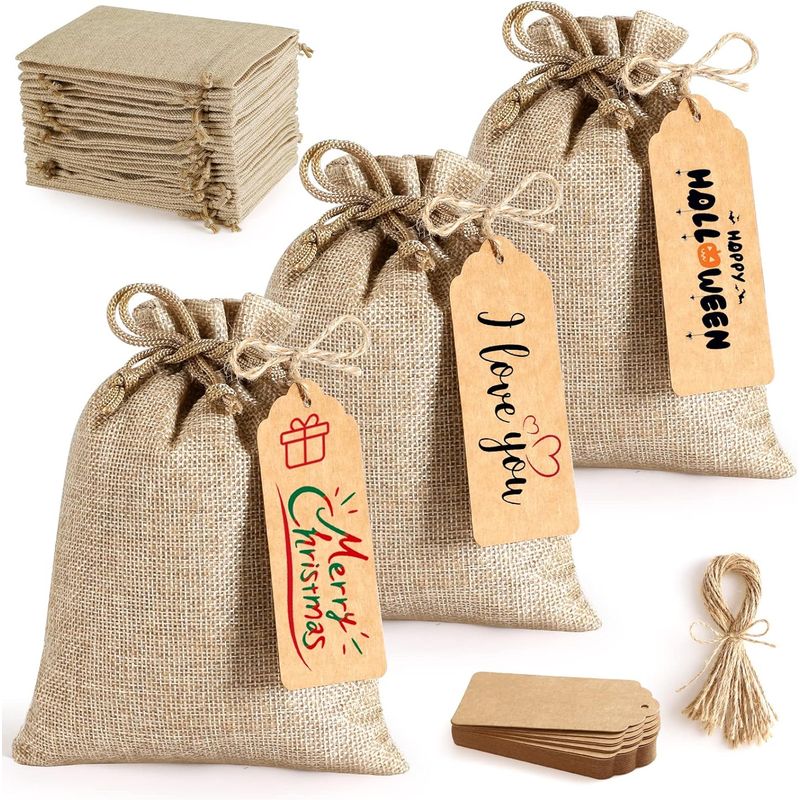 GEF - Bolsas En Yute 12 Unidades Para Joyas Recordatorios Navidad