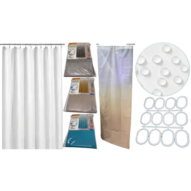 MAZUGI - Cortinas Baño Ducha Impermeable Huecos 12 Aros degrade