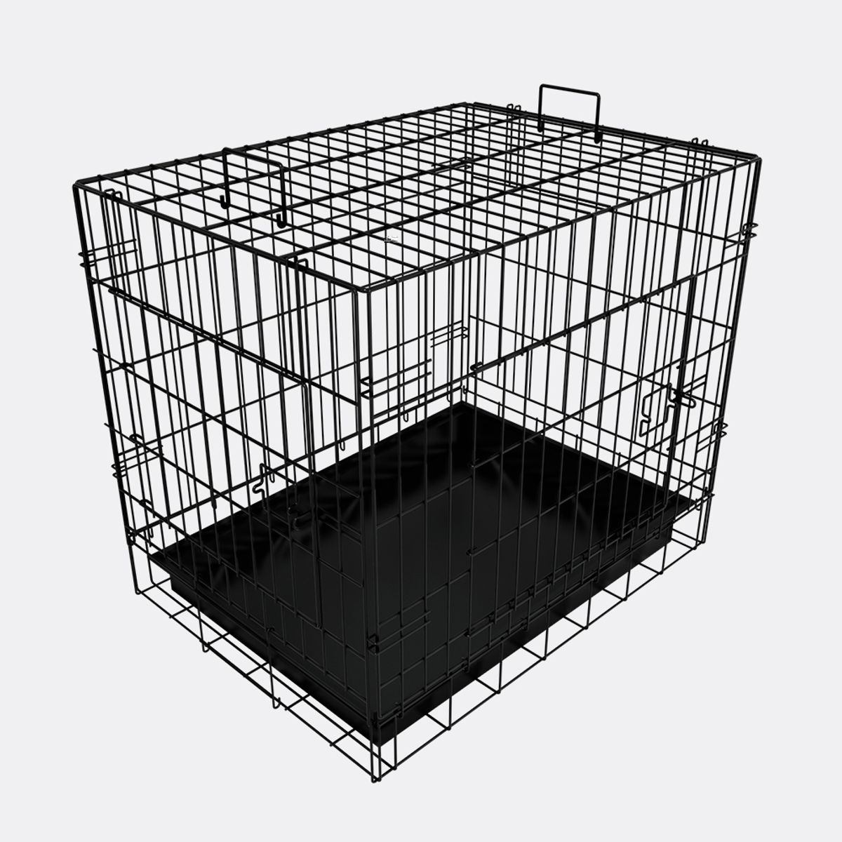 REJIPLAS - Guacal para Perros Razas Medianas con Bandeja plastica en Acero pintado negro