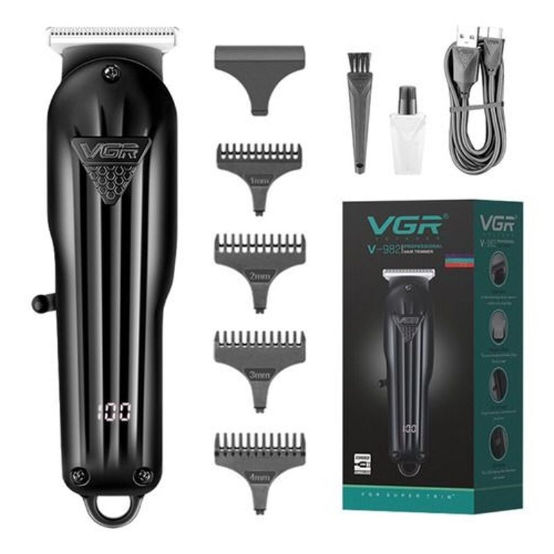 VGR - Maquina De Peluqueria Negra Con Pantalla VGR V-282