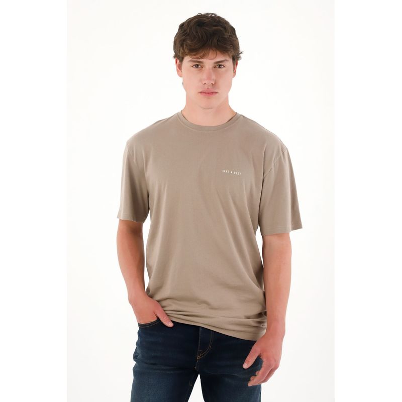 TENNIS - Camiseta básica estampada en espalda café para hombre
