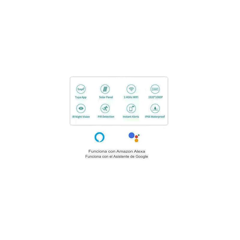 GENERICO - Camara De Seguridad Ip Wifi Panel Solar Infrarrojo App Tuya