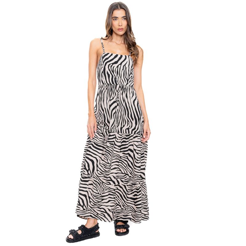 COLOR BLUE - Maxi Vestido En Animal Print