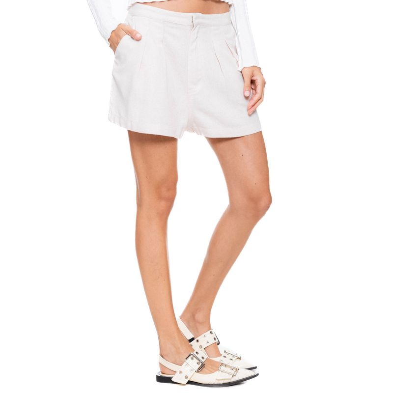 COLOR BLUE - Shorts En Lino Con Broche Interno Se Sugiere Comprar Una Talla Menos A La Habitual