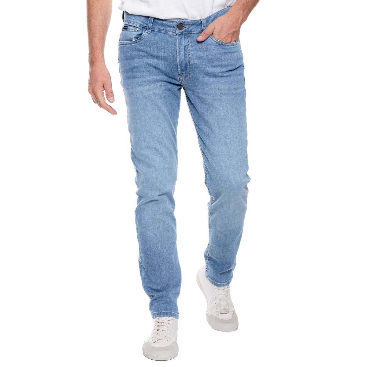 COLOR BLUE - Brixton/Slim Fit Jeans Tono Medio