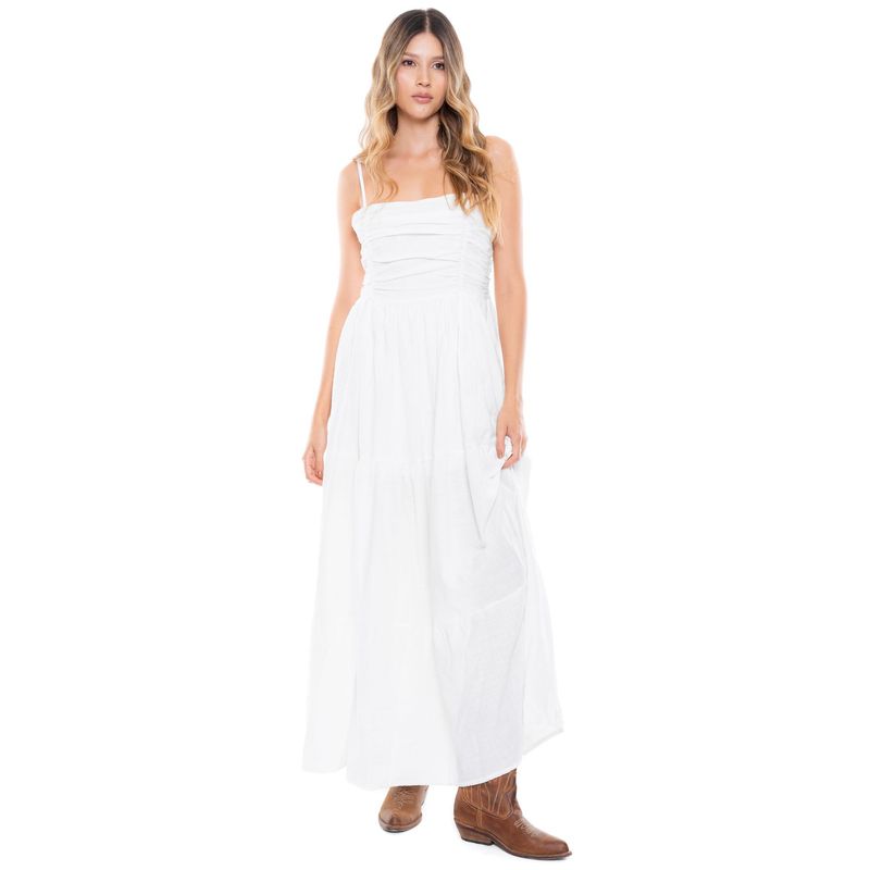 COLOR BLUE - Maxi Vestido Tiras Drapeado