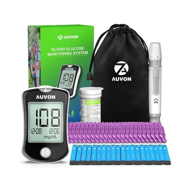 GENERICO - Auvon Kit Glucómetro Monitoreo Glucosa