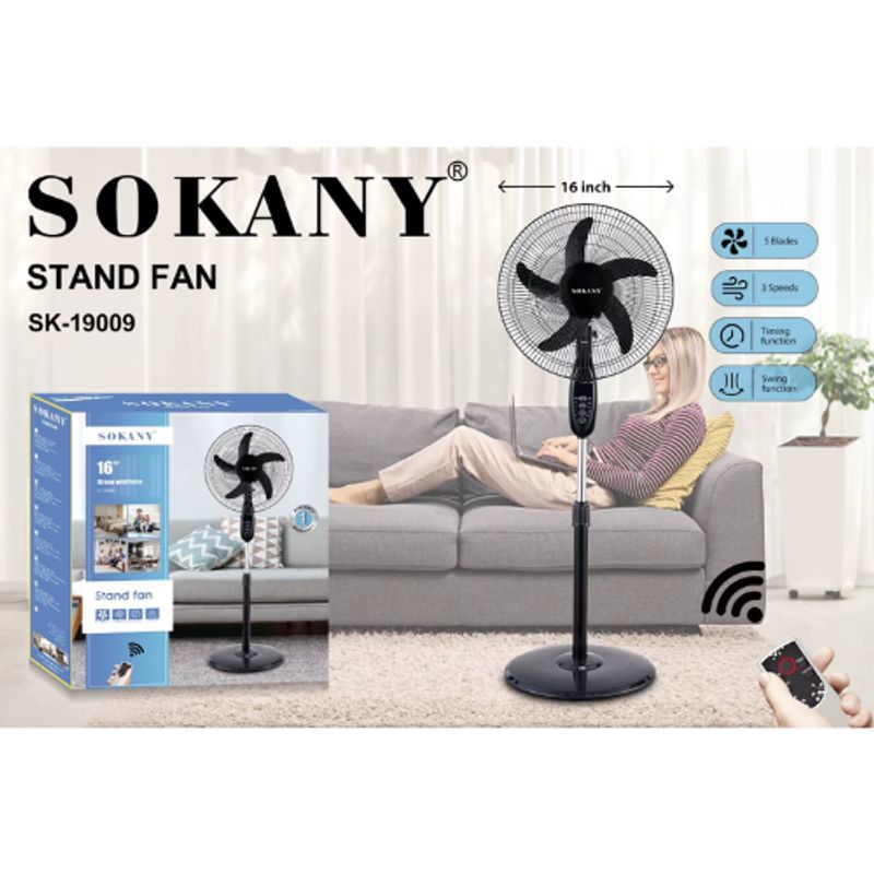 SOKANY - Ventilador de Pie 5 Aspas Sokany
