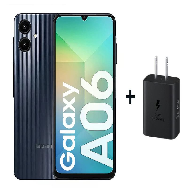SAMSUNG - Celular SAMSUNG Galaxy A06 128 GB 4 GB RAM Negro + Adaptador 25W SAMSUNG