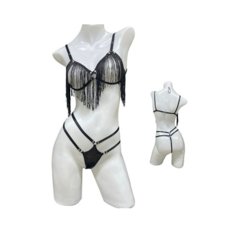 GENERICO - Conjunto sensual Ropa Interior Negro Lenceria Erotica