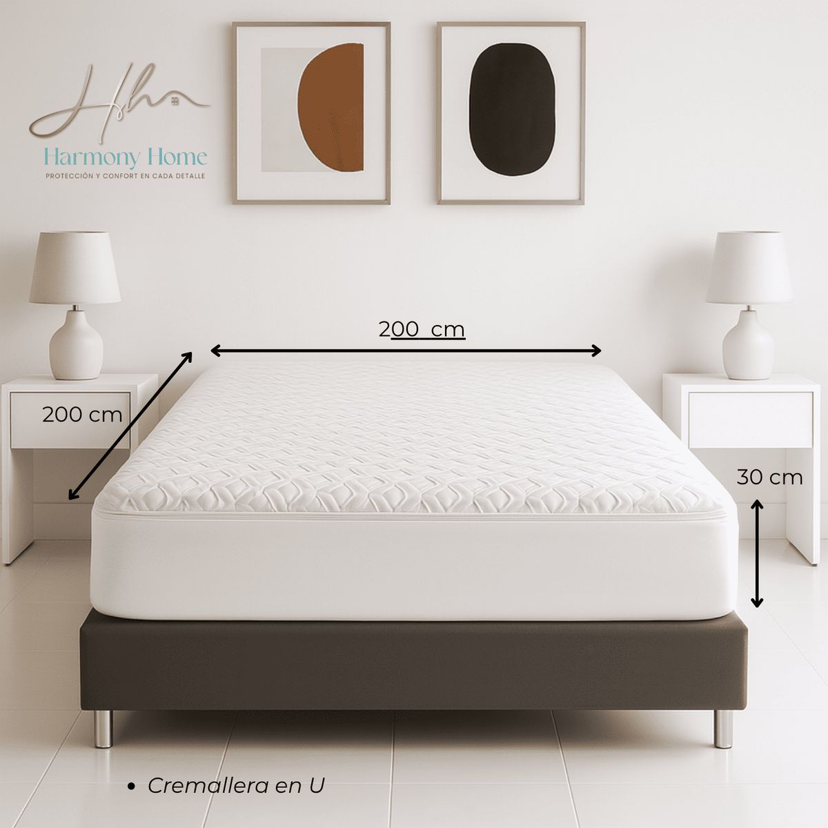 HARMONY HOME - Protector Completo con Cremallera para Colchón 200x200