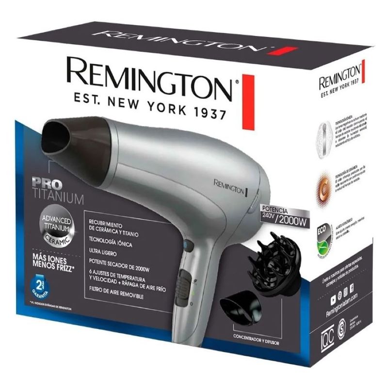 REMINGTON - Secador Remington Pro Titanium Ceramic Iones Dos Boquillas