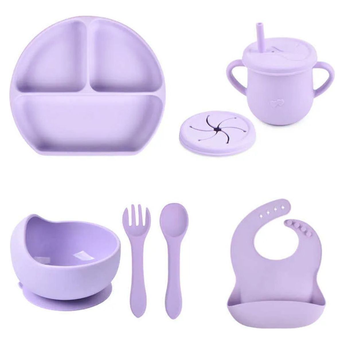 BEBESIT - Set Vajilla Para Bebé 5 Piezas ONE PIXEL Silicona Libre BPA