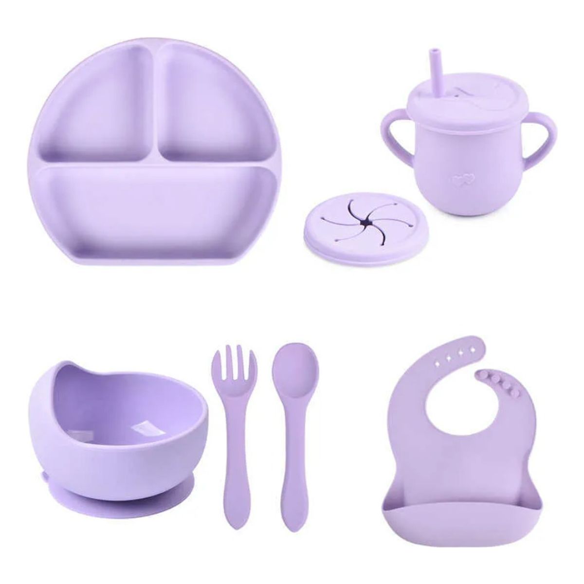 BEBESIT - Set Vajilla Para Bebé 5 Piezas ONE PIXEL Silicona Libre BPA