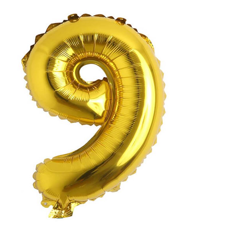GENERICO - GLOBO METALIZADO NUMERO 9 DORADO 16"
