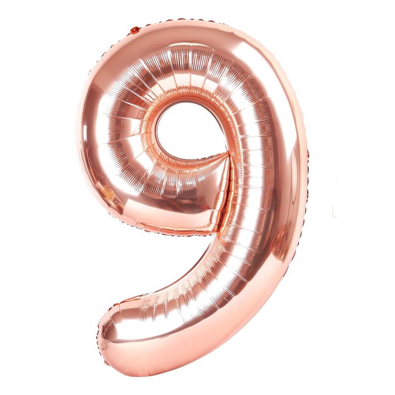 GENERICO - GLOBO METALIZADO NUMERO 9 ORO ROSA 16"