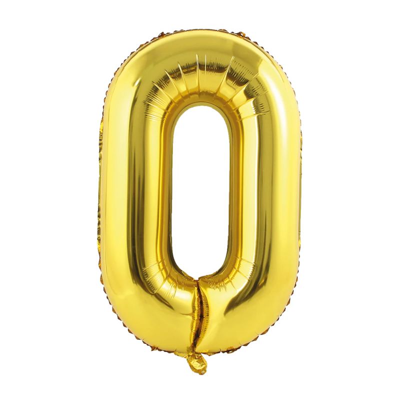 GENERICO - GLOBO METALIZADO NUMERO 0 DORADO 16"