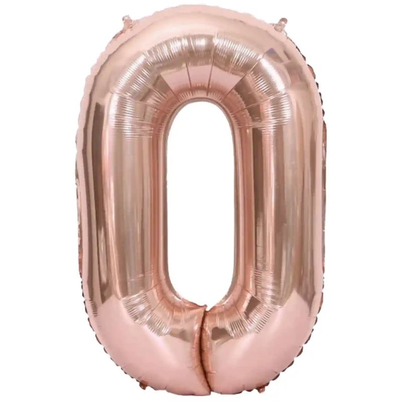 GENERICO - GLOBO METALIZADO NUMERO 0 ORO ROSA 16"
