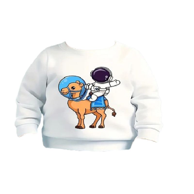 100 - Sueter Blanco de Bebe con Camello y Astronauta