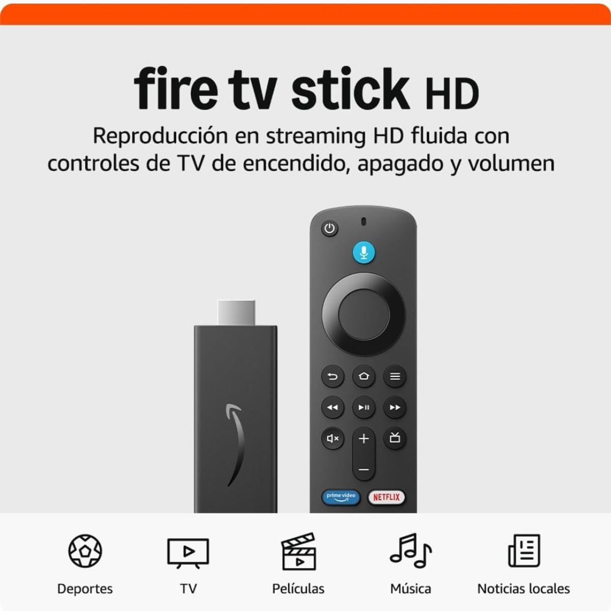 AMAZON - Dispositivo De Streaming Fire Tv Stick HD Con Control por Voz Alexa