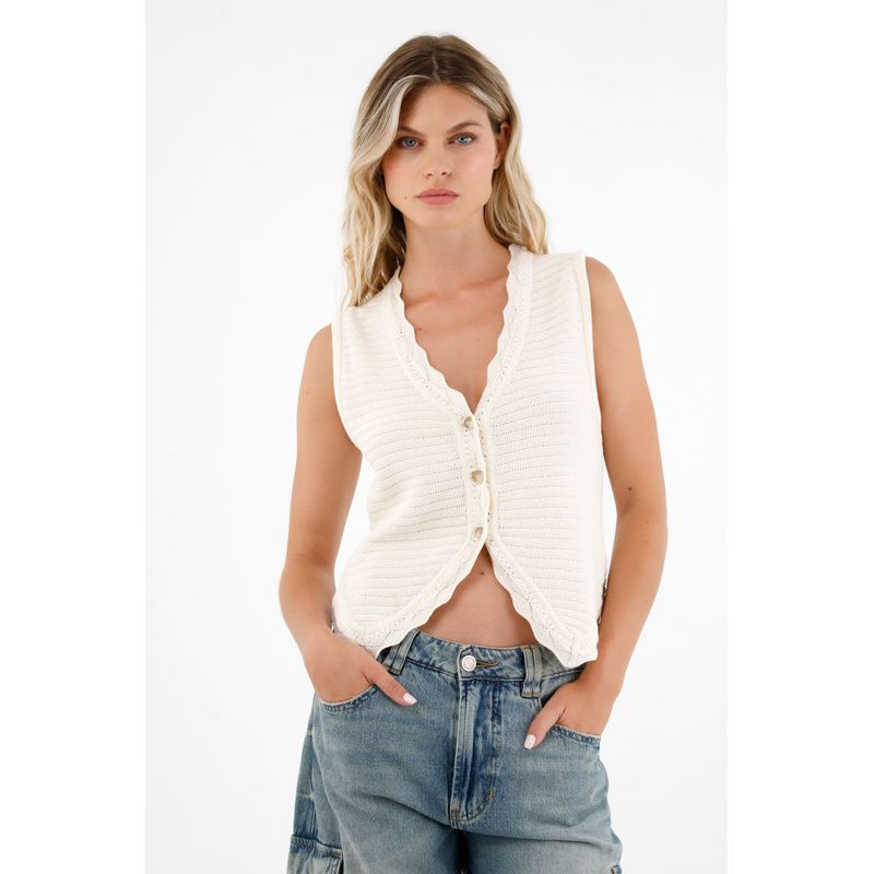 TENNIS - Chaleco tejido crudo para mujer