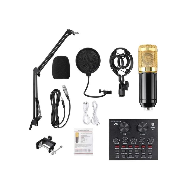 GENERICO - Microfono Bm-800 + Tarjeta De Sonido V8 Bm 800 Audio