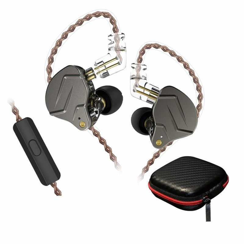 KZ - Audifonos In-ear KZ ZSN pro color Gris + Estuche con microfono