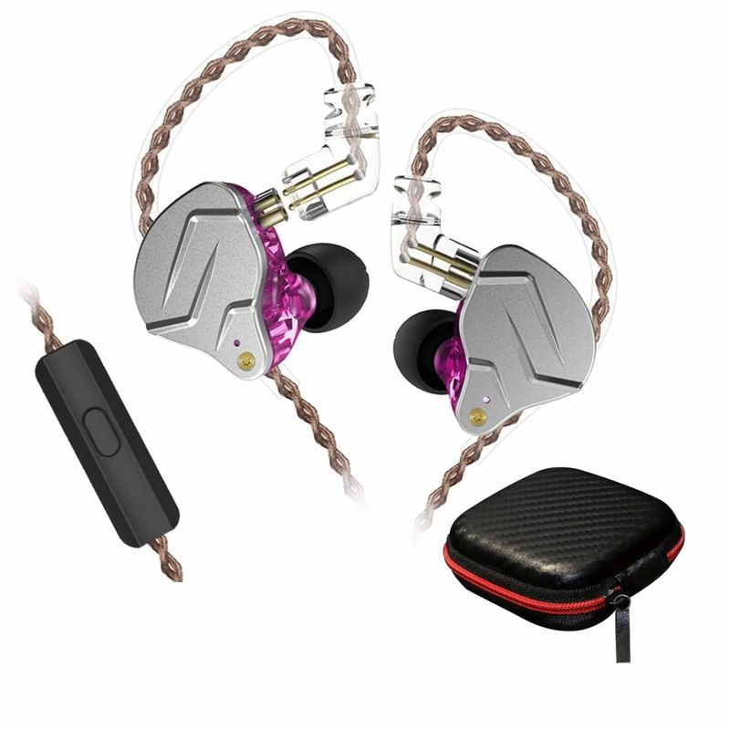 KZ - Audifonos In-ear KZ ZSN pro color Purple + Estuche con microfono