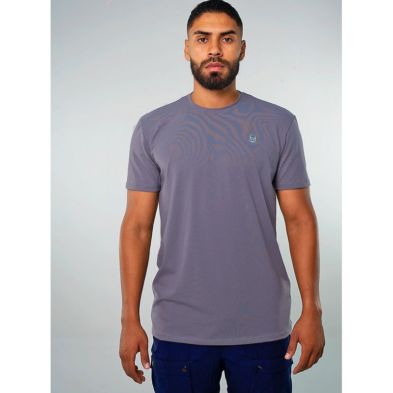 NO RULES - Camiseta Hombre Manga Corta Gris Bordado