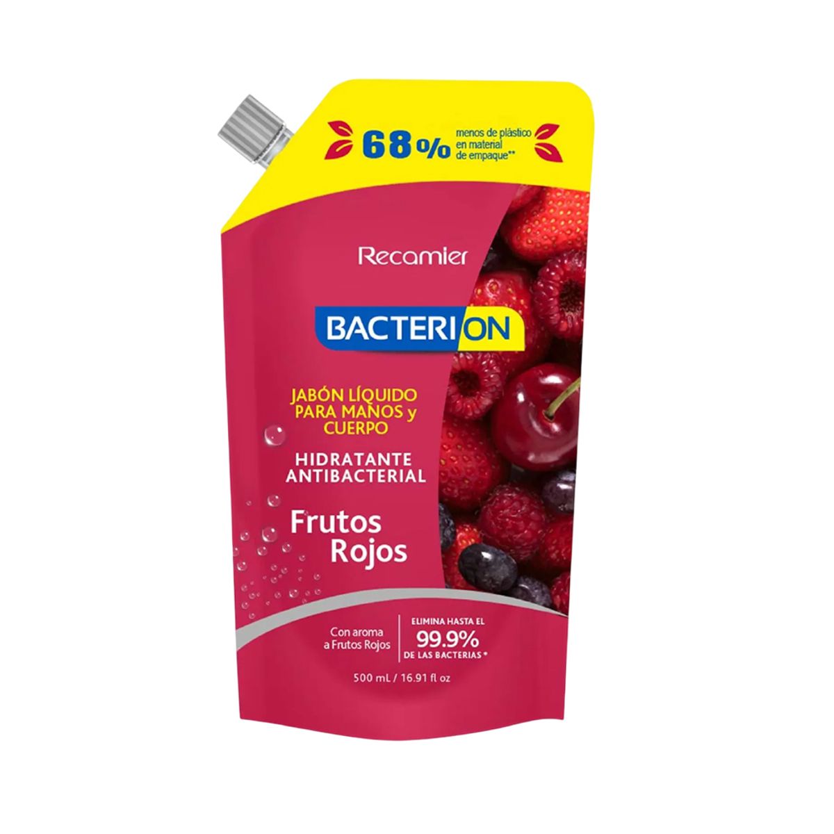 RECAMIER - Jabón Líquido Antibacterial Frutos Rojos Bacterion 500 ml